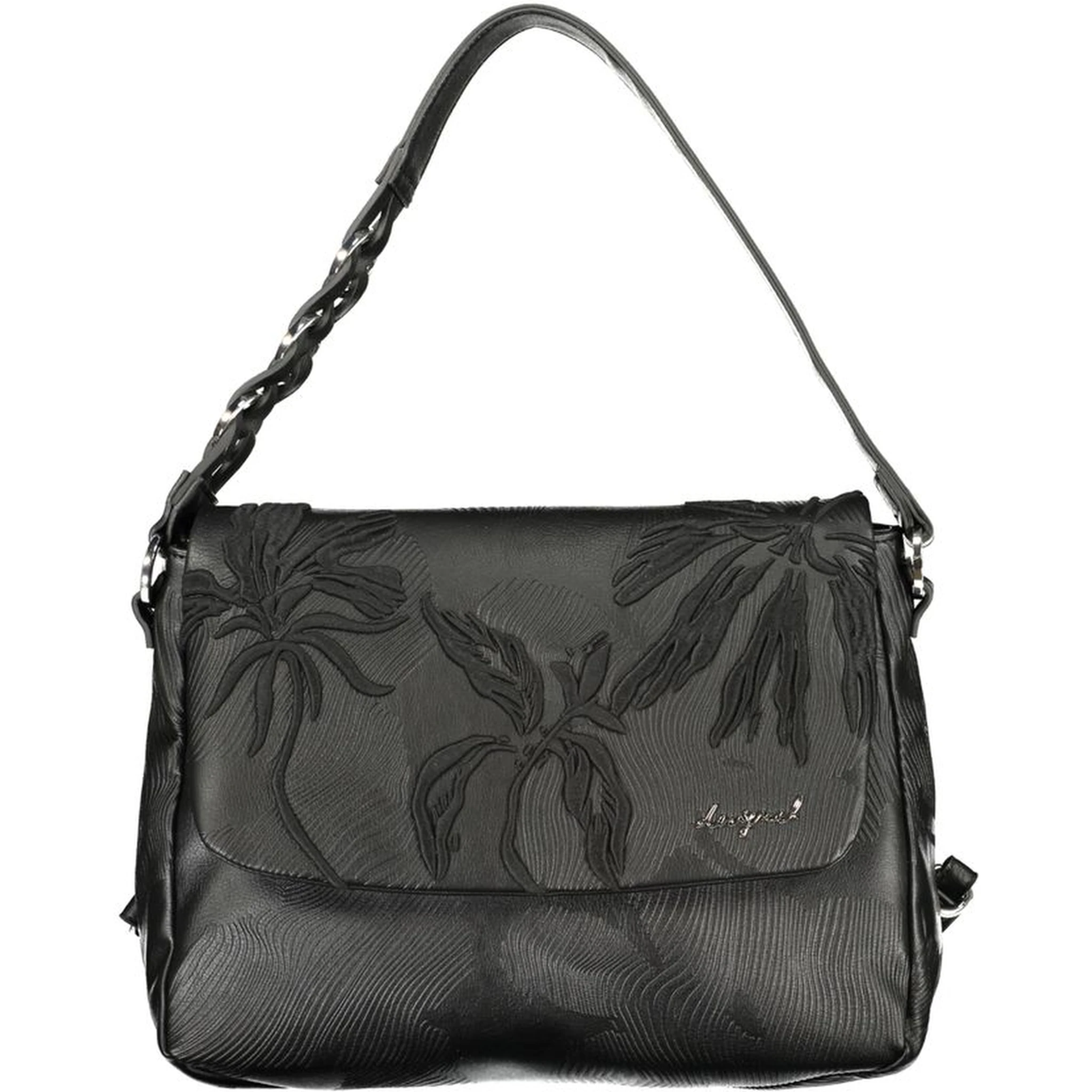 Black Polyurethane Women Backpack