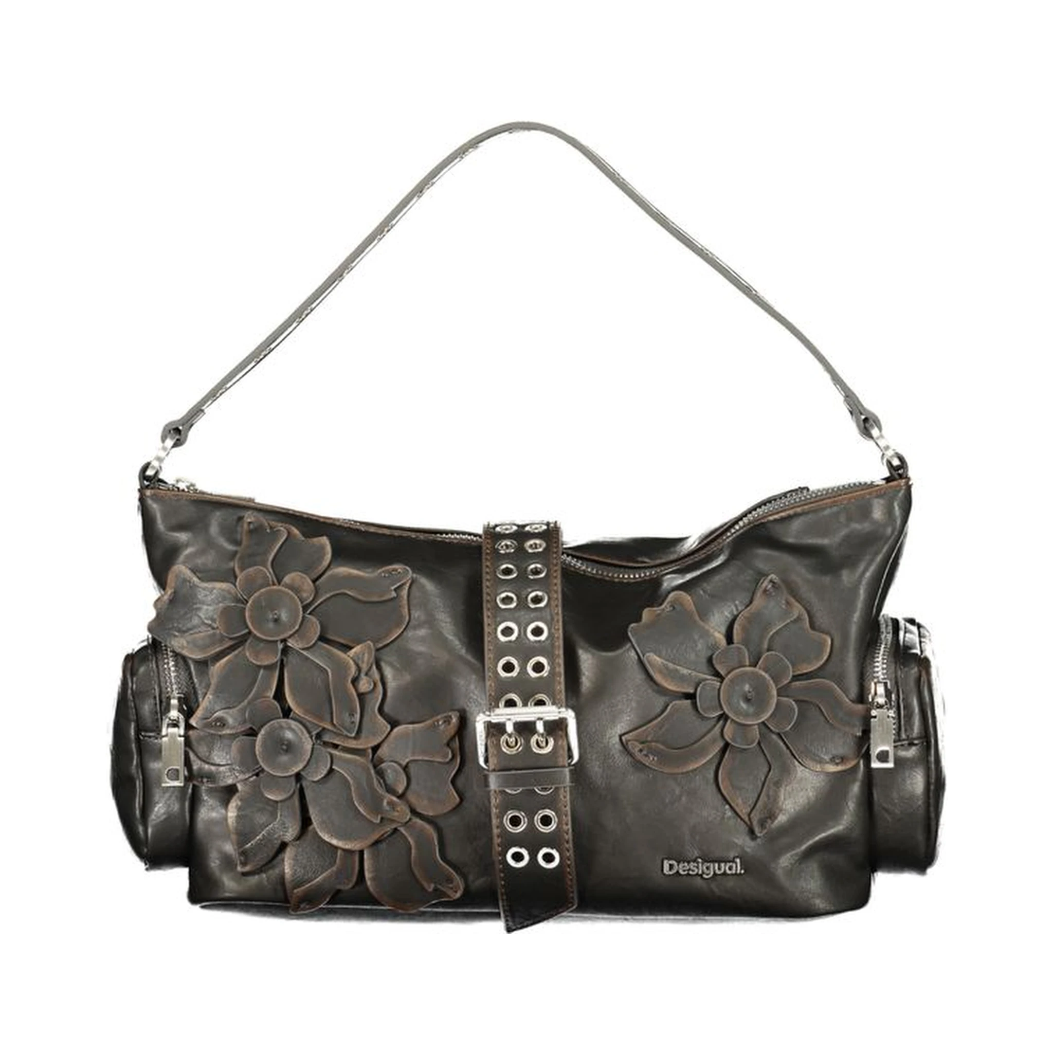 Marrone Polyurethane Women Handbag