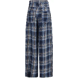 Blue Linen Casual Pants