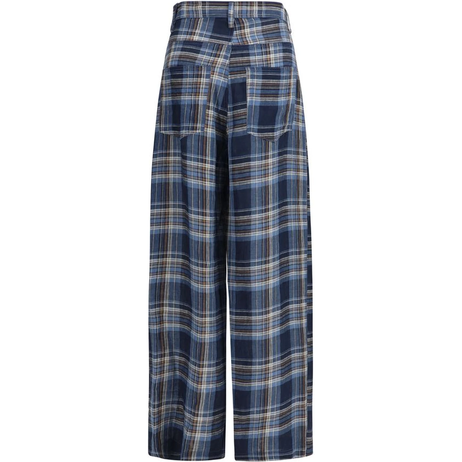 Blue Linen Casual Pants