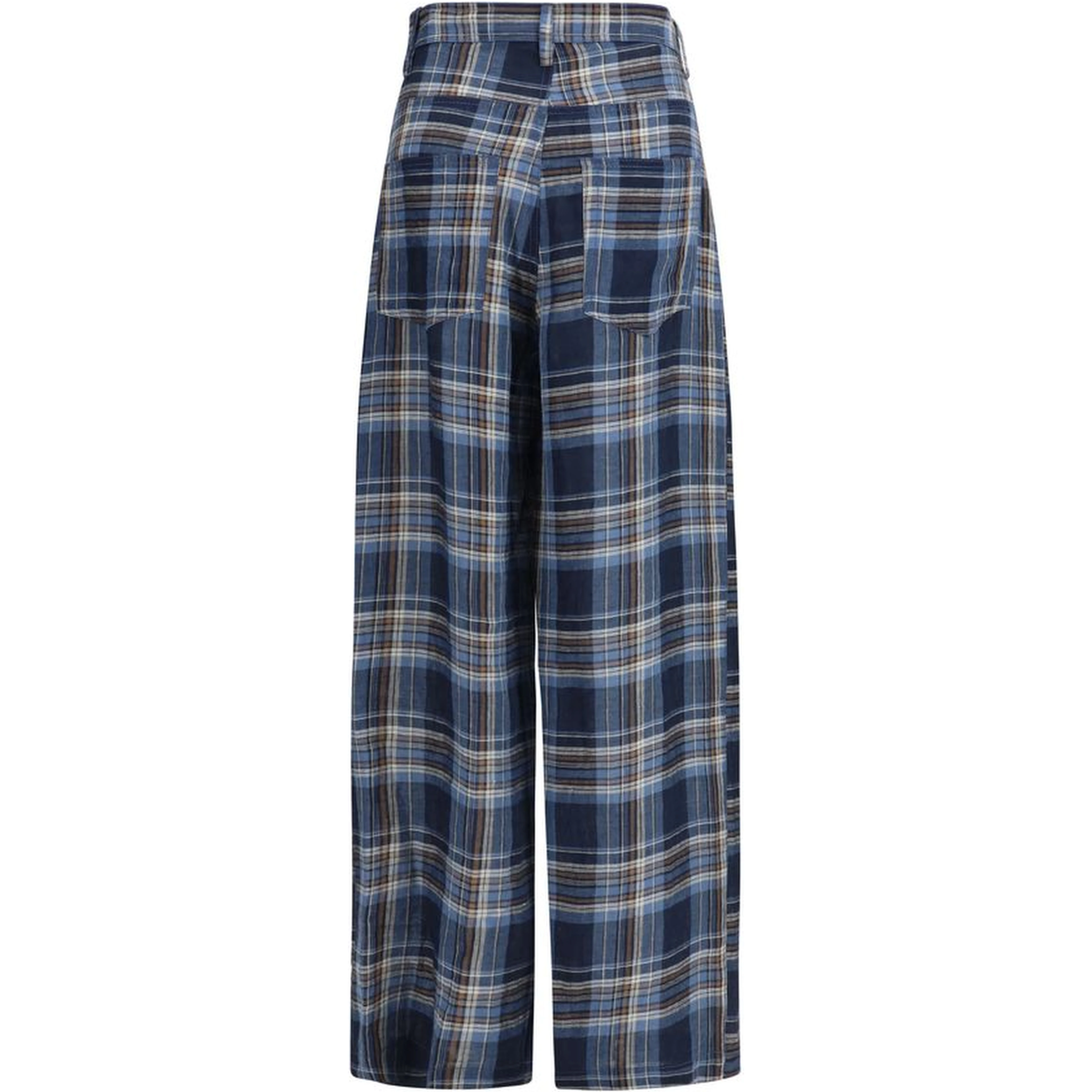 Blue Linen Casual Pants
