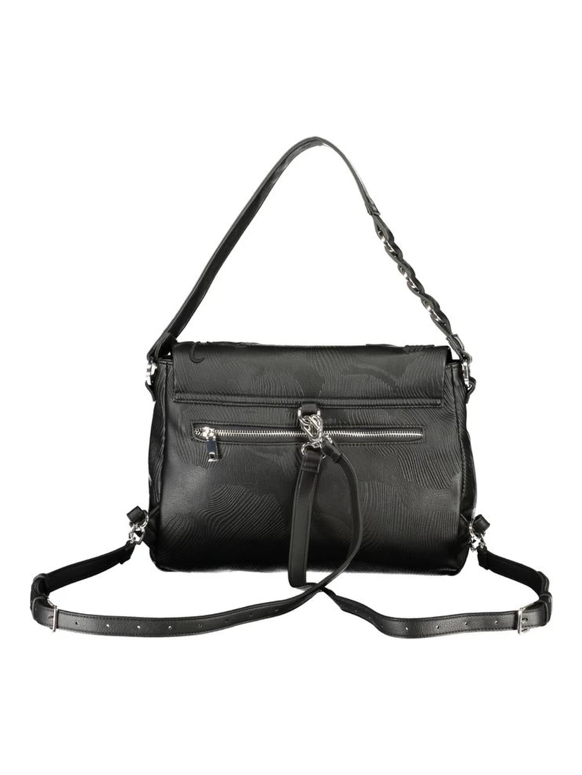 Black Polyurethane Women Backpack