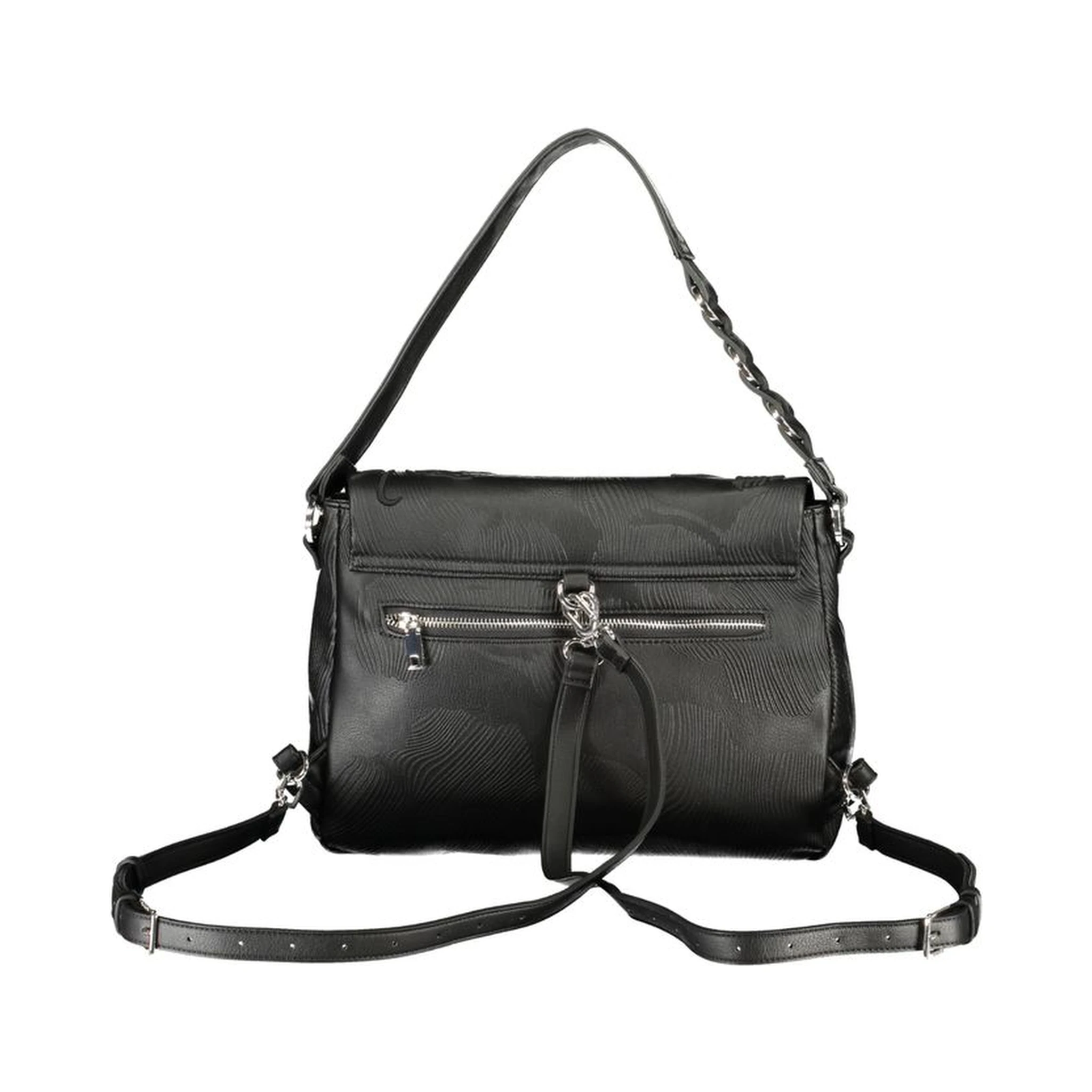 Black Polyurethane Women Backpack