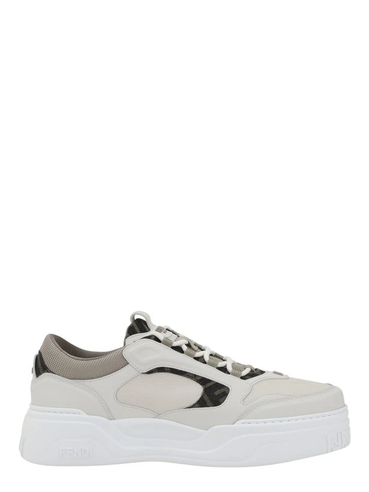 White Calf Leather Bos Taurus Low Top Sneakers