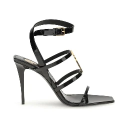 Black Calf Leather Bos Taurus Stiletto Heel Sandals