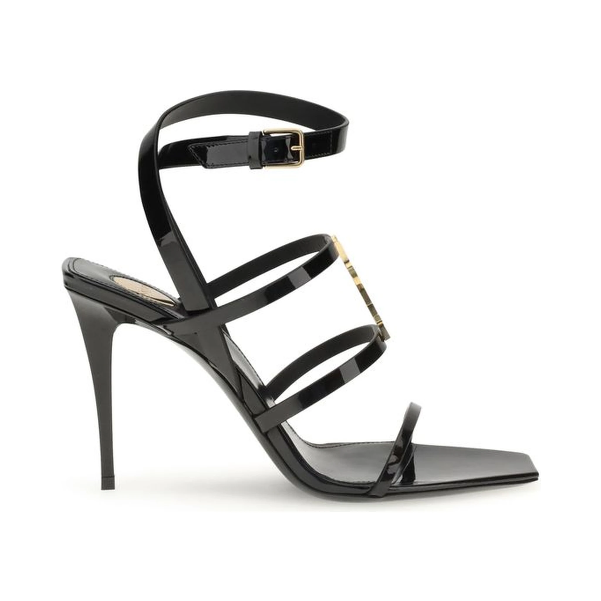 Black Calf Leather Bos Taurus Stiletto Heel Sandals