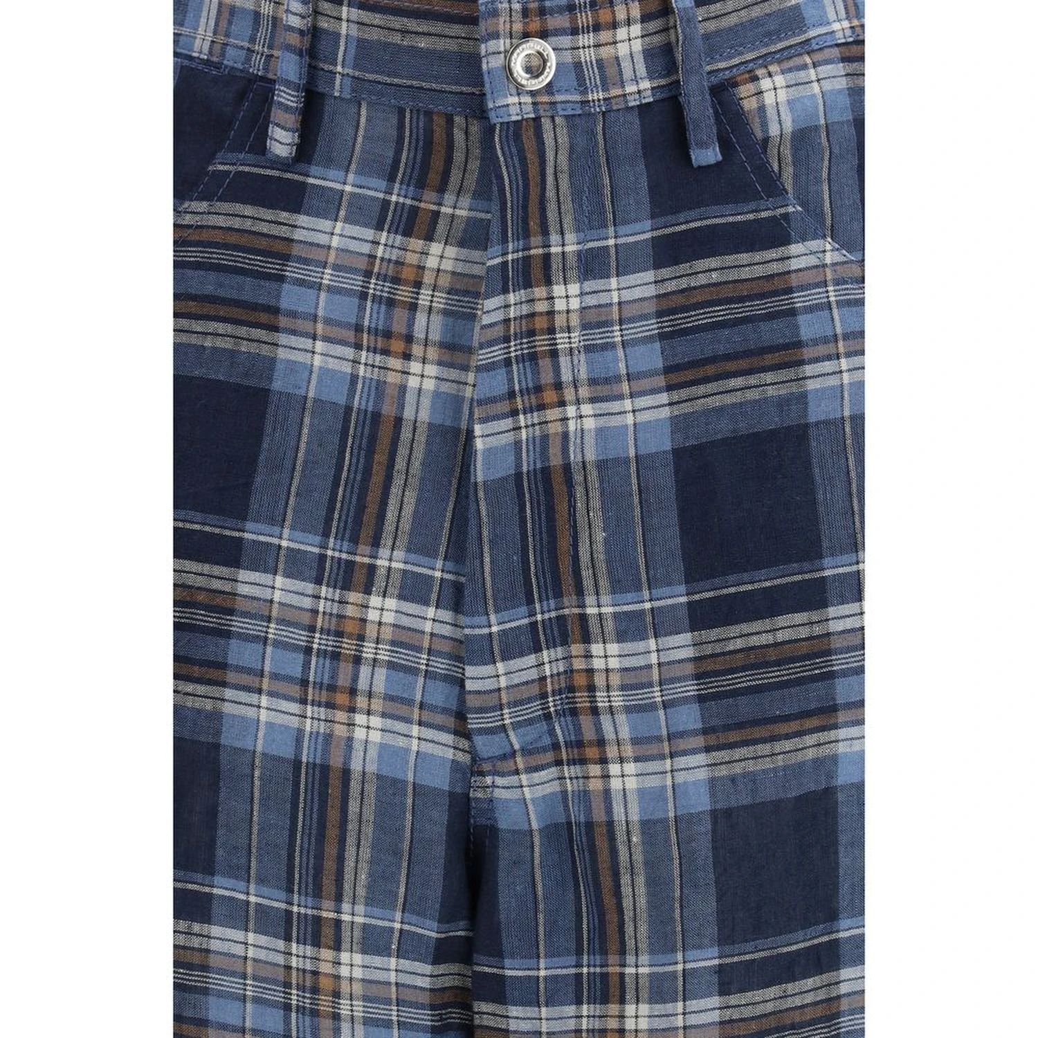 Blue Linen Casual Pants
