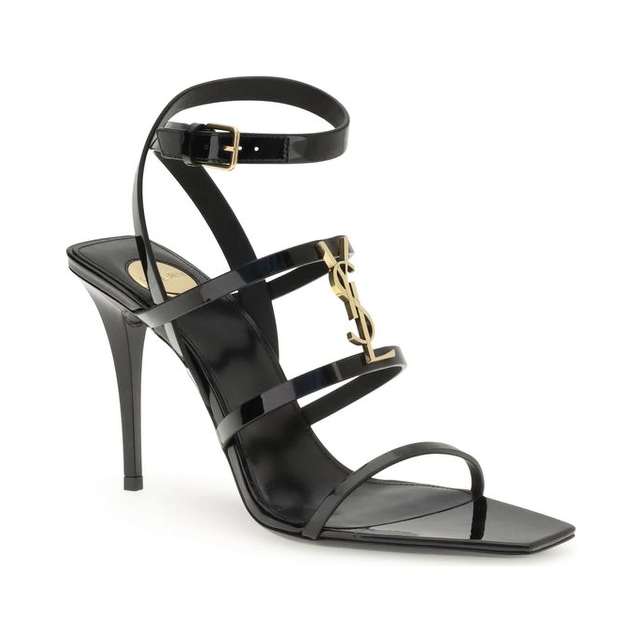 Black Calf Leather Bos Taurus Stiletto Heel Sandals