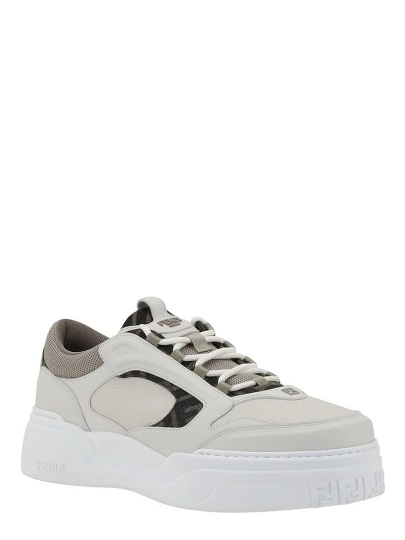 White Calf Leather Bos Taurus Low Top Sneakers