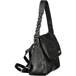 Black Polyurethane Women Backpack