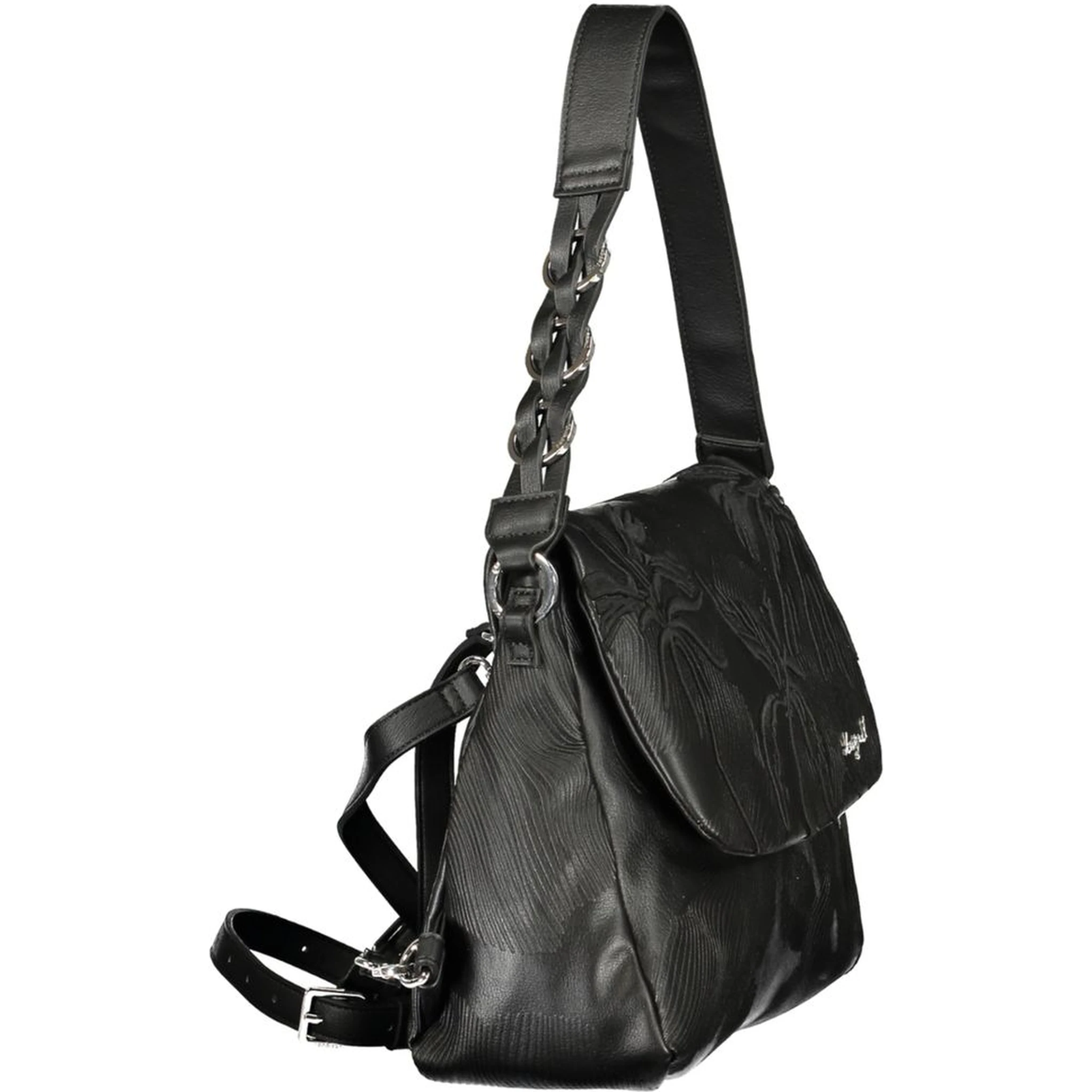 Black Polyurethane Women Backpack
