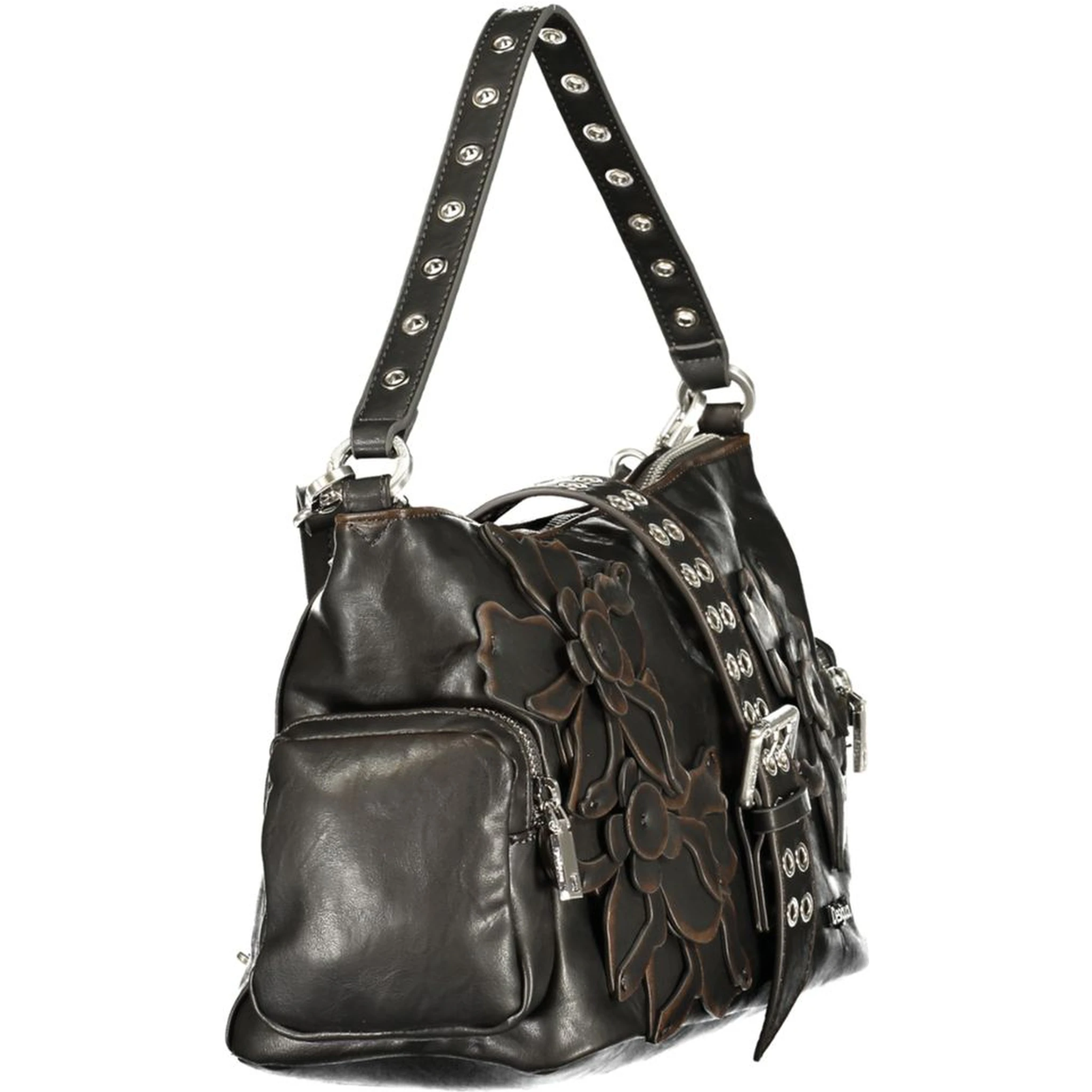 Marrone Polyurethane Women Handbag