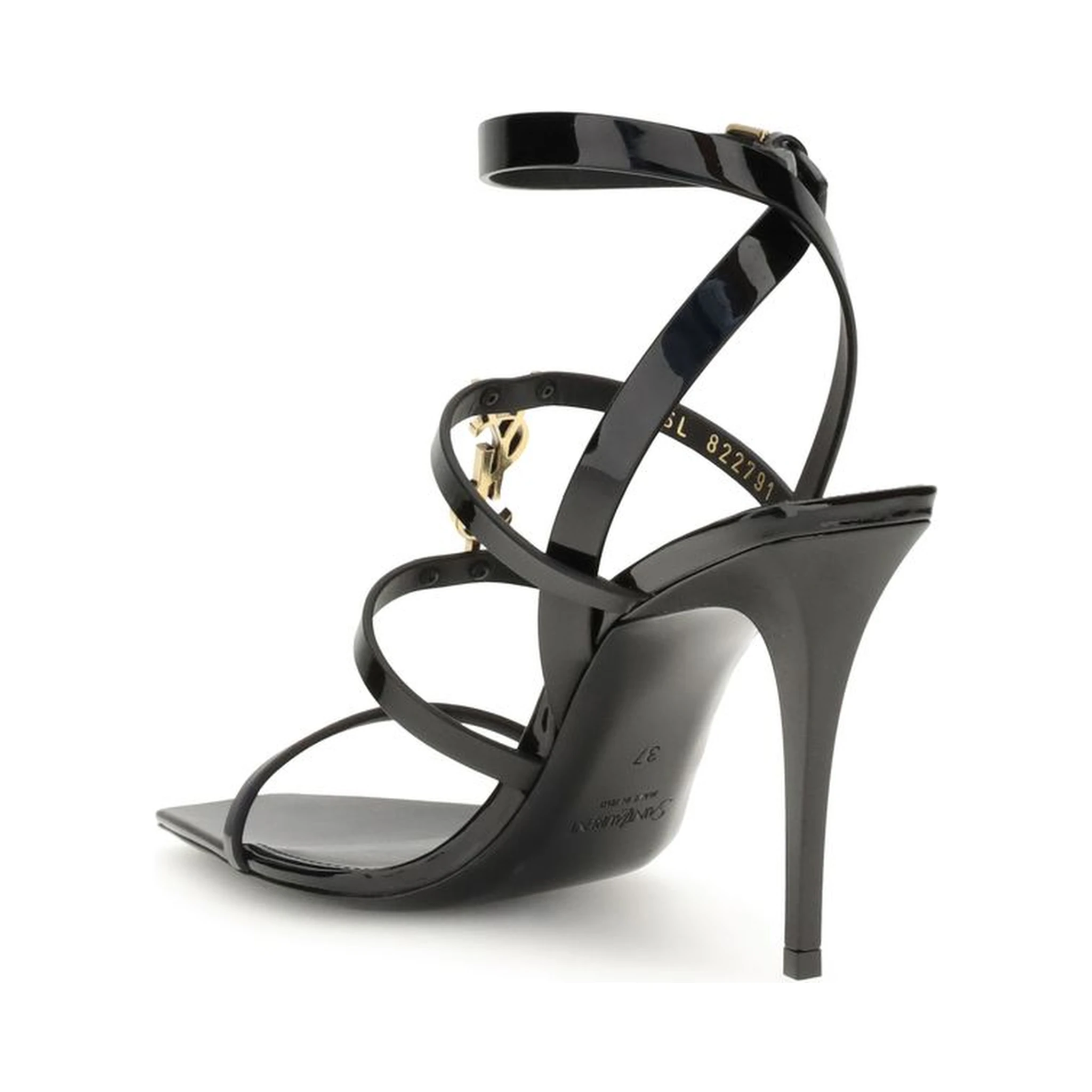 Black Calf Leather Bos Taurus Stiletto Heel Sandals