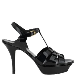Black Calf Leather Bos Taurus Stiletto Heel Sandals