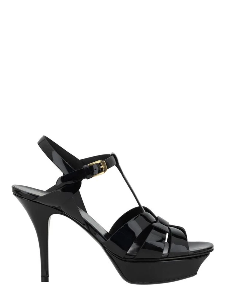 Black Calf Leather Bos Taurus Stiletto Heel Sandals