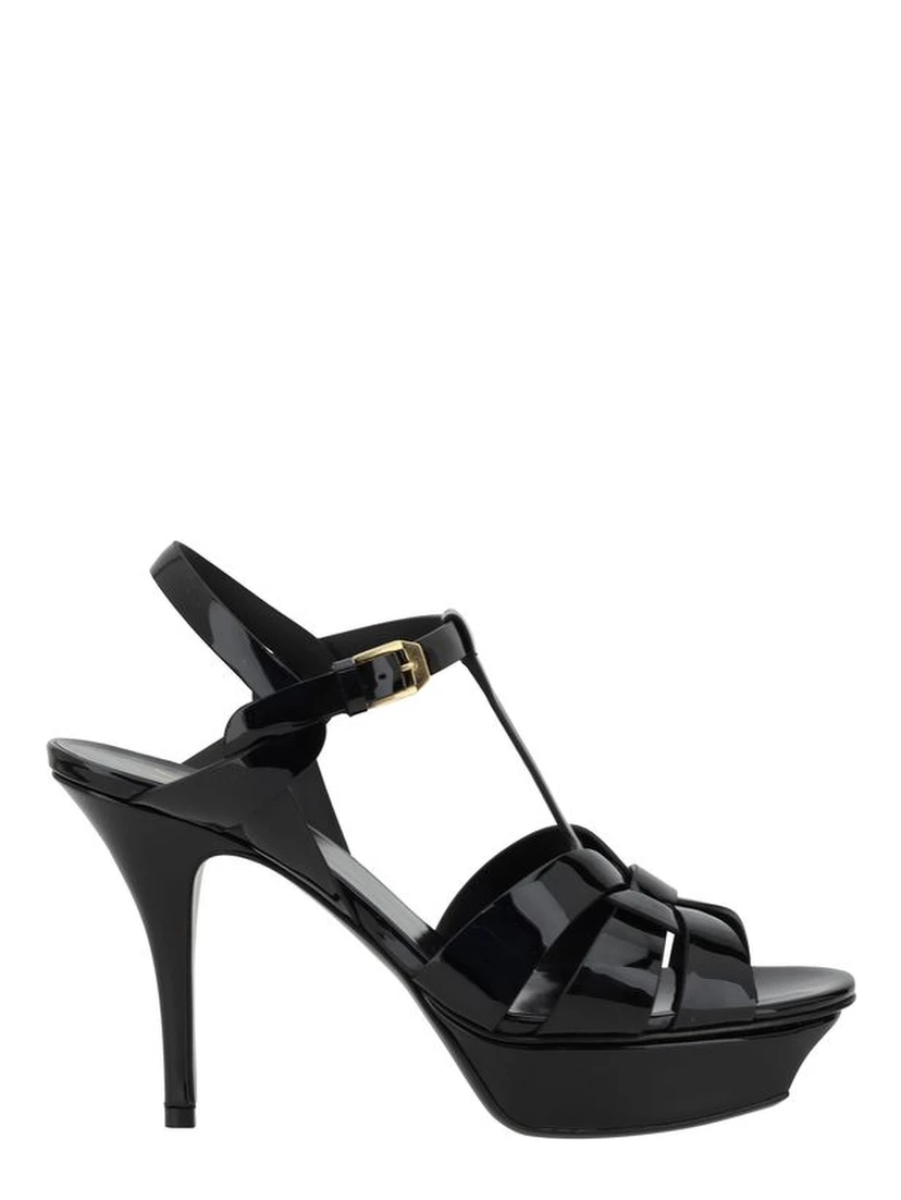 Black Calf Leather Bos Taurus Stiletto Heel Sandals