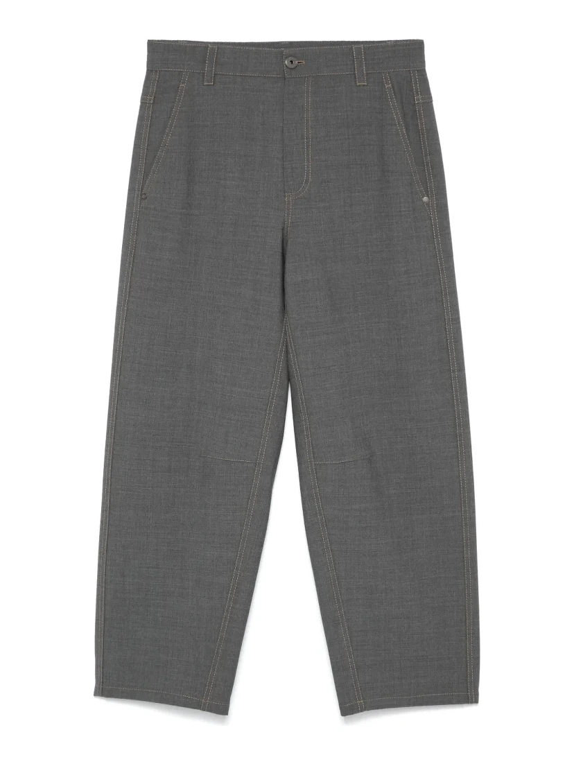 Gray Wool Casual Pants