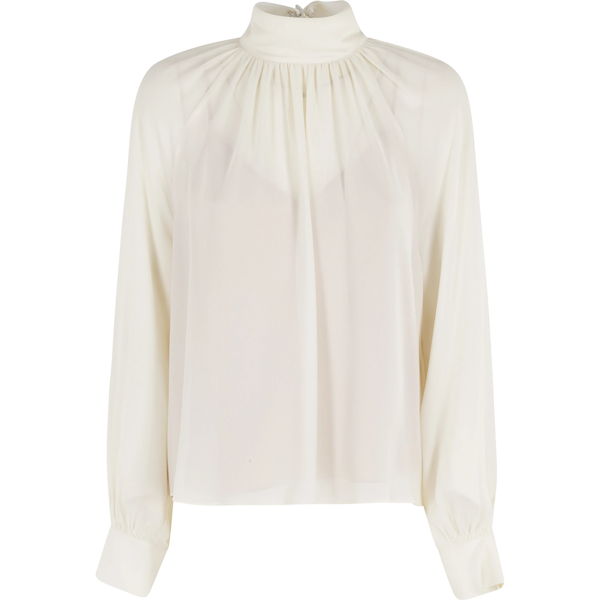 GATHERED DRAPED NECK BLOUSE