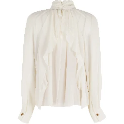 GATHERED DRAPED NECK BLOUSE