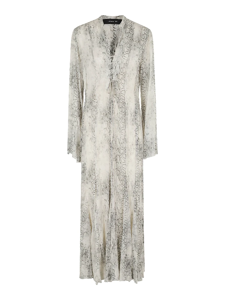 ABITO LUNGO CON LACCI IN GEORGETTE STAMPA PITONE