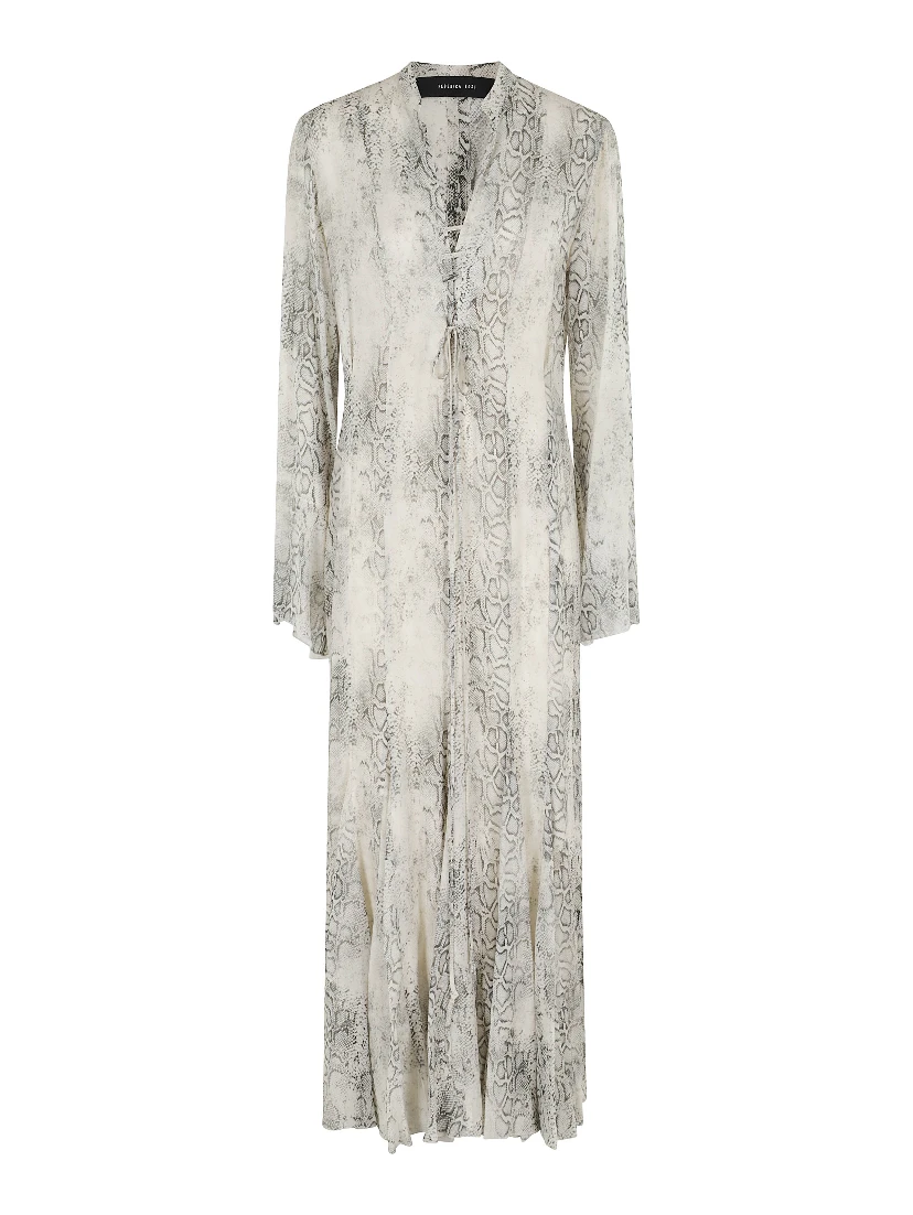 ABITO LUNGO CON LACCI IN GEORGETTE STAMPA PITONE