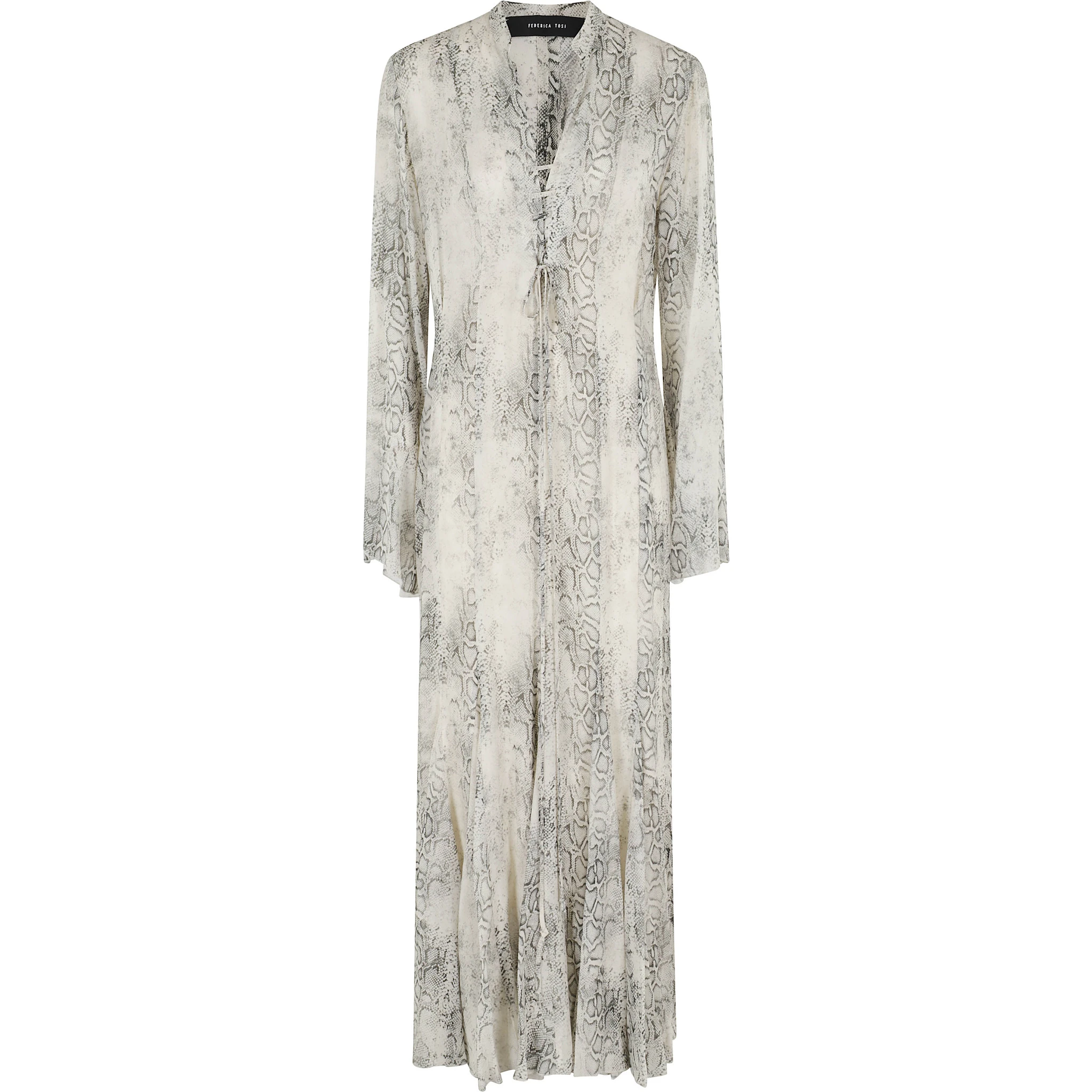 ABITO LUNGO CON LACCI IN GEORGETTE STAMPA PITONE