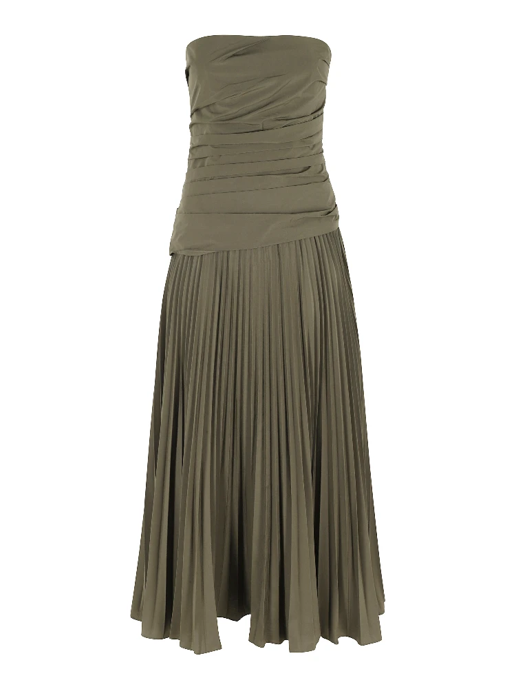 ARIE STRAPLESS BUSTIER MIDI DRESS