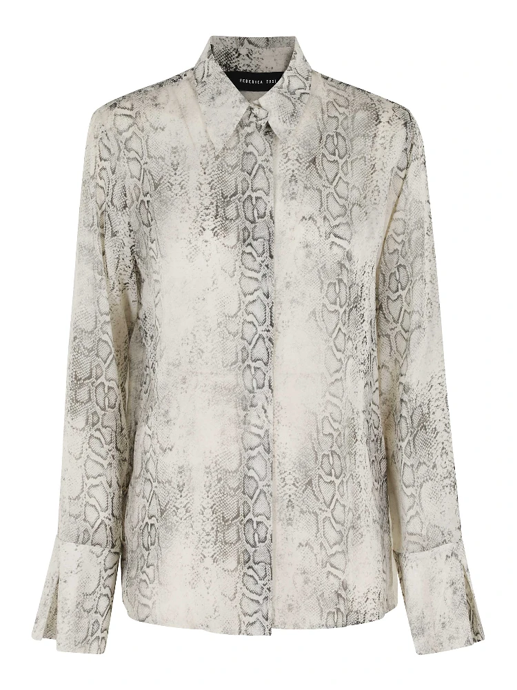 CAMICIA CLASSICA IN GEORGETTE STAMPA PITONE