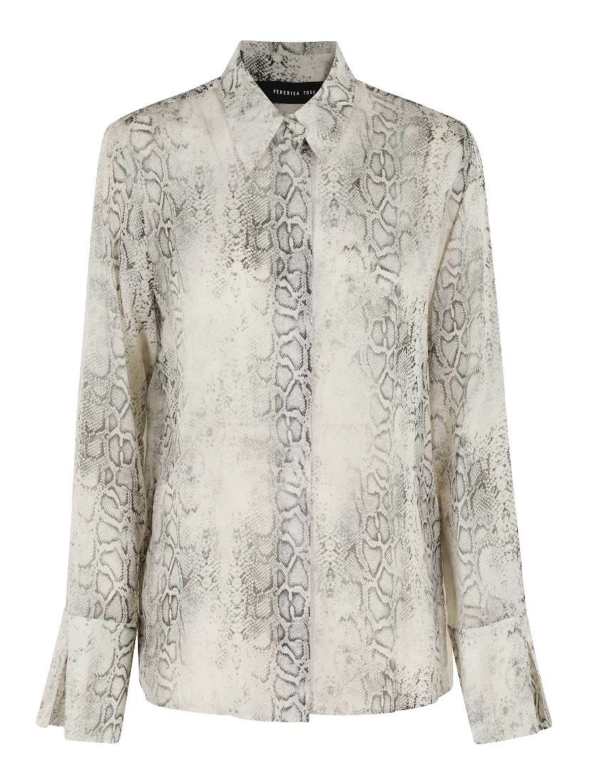 CAMICIA CLASSICA IN GEORGETTE STAMPA PITONE