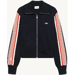 Viscose knit zippered sweatshirt