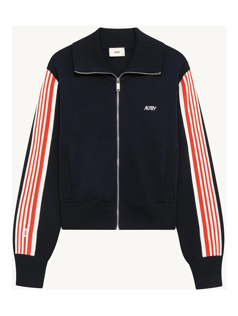 Viscose knit zippered sweatshirt