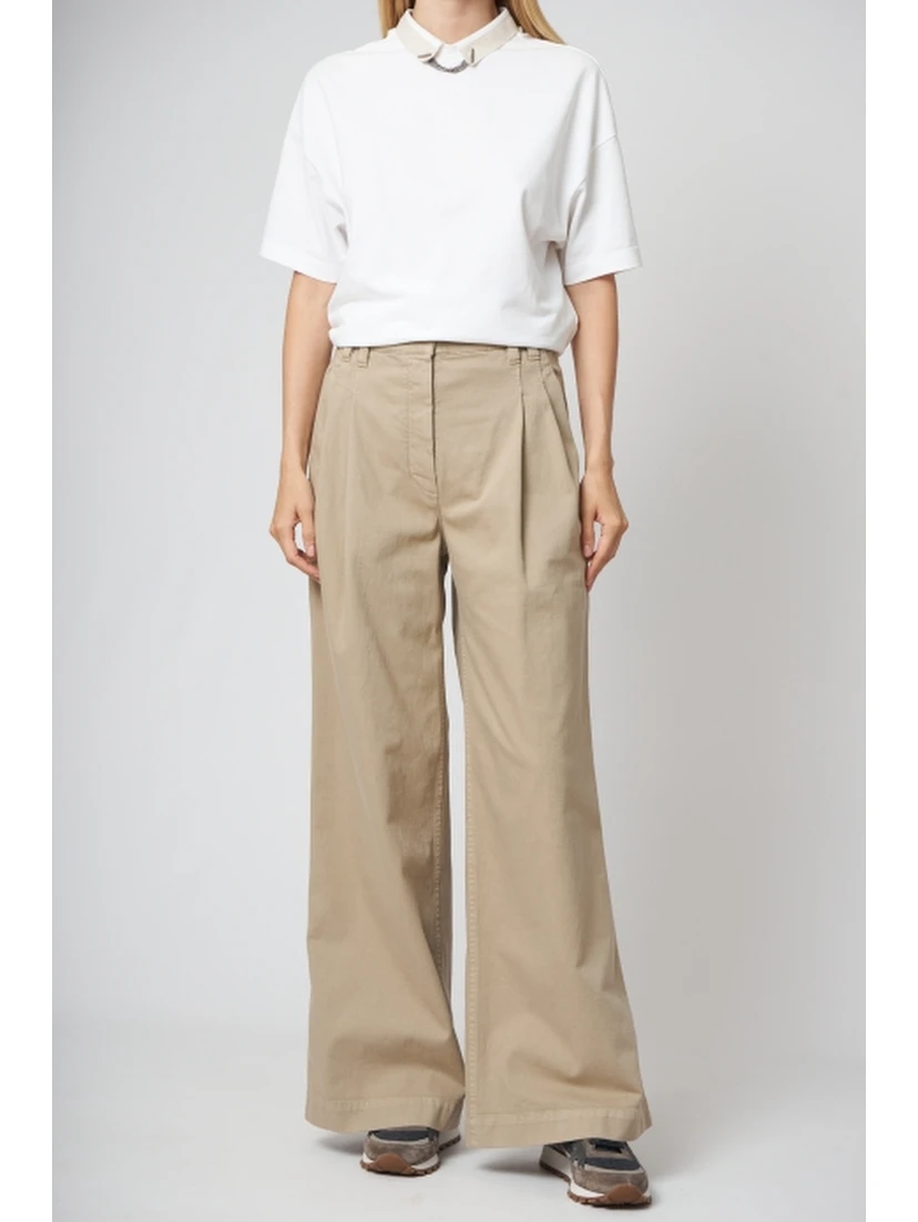 Brown Cotton Casual Pants