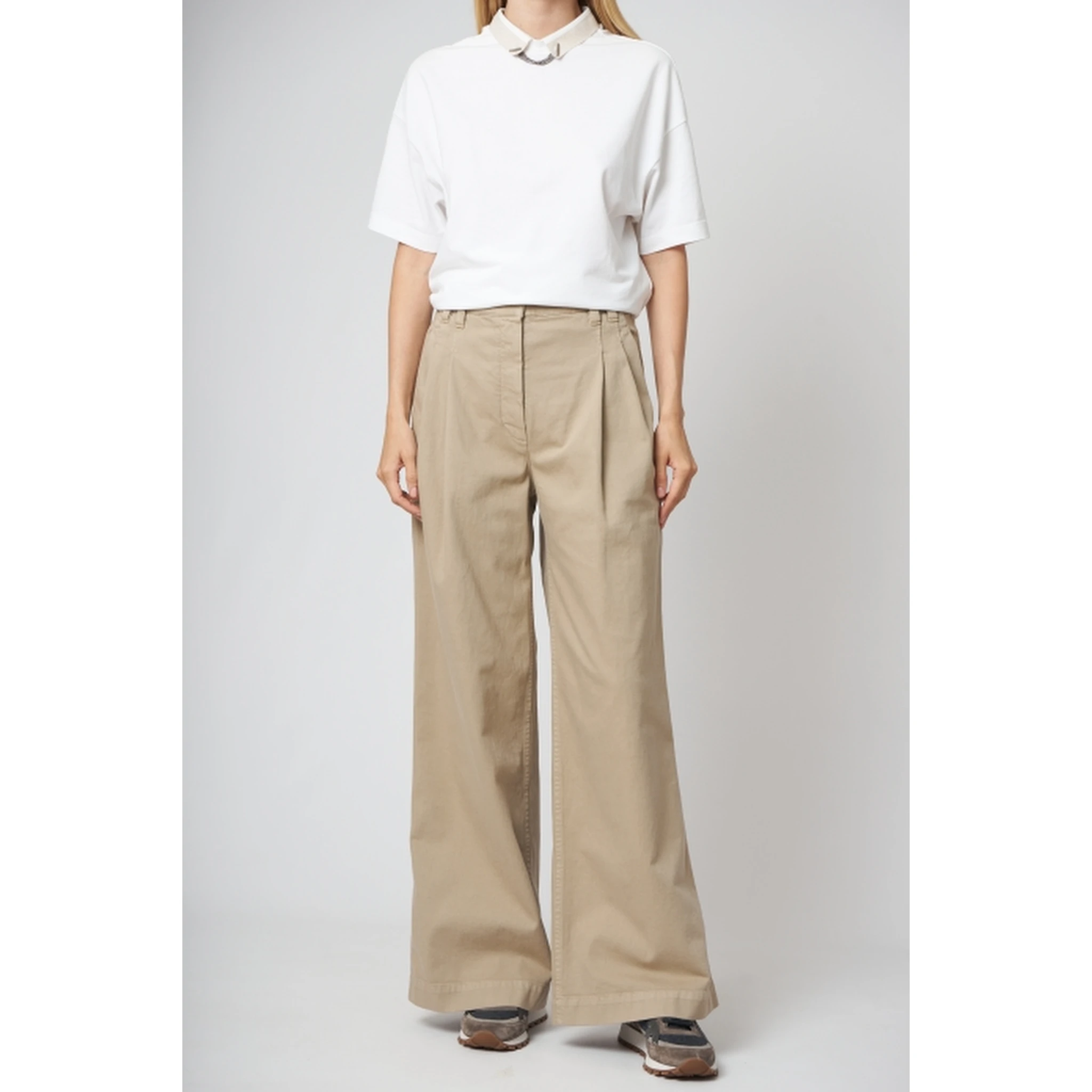 Brown Cotton Casual Pants