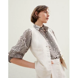 Beige Viscose Sleveless Jacket