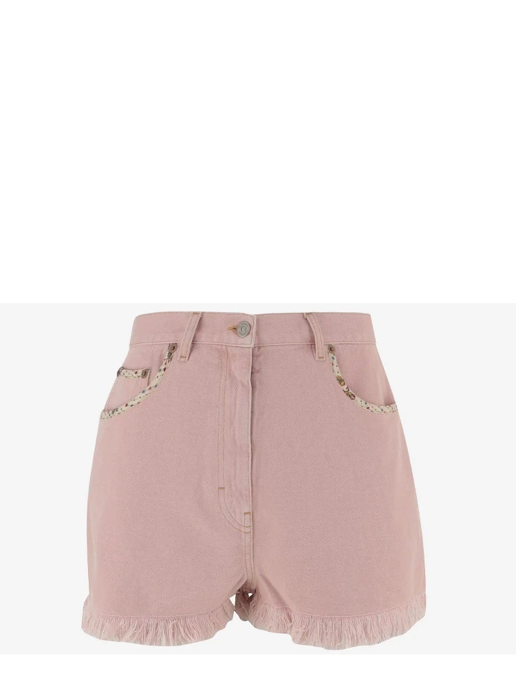 Pink denim shorts