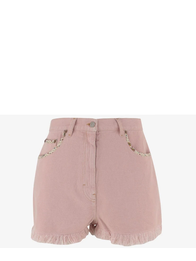 Pink denim shorts