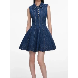 Denim broderie mini dress