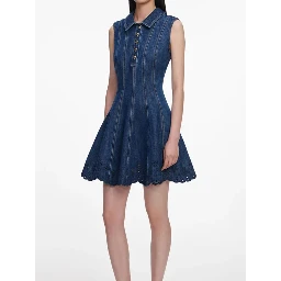 Denim broderie mini dress