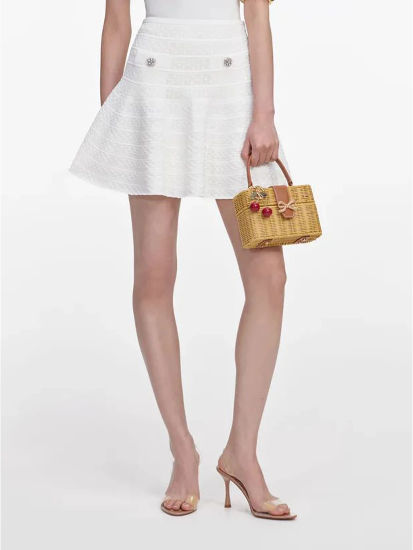 Pointelle mini skirt