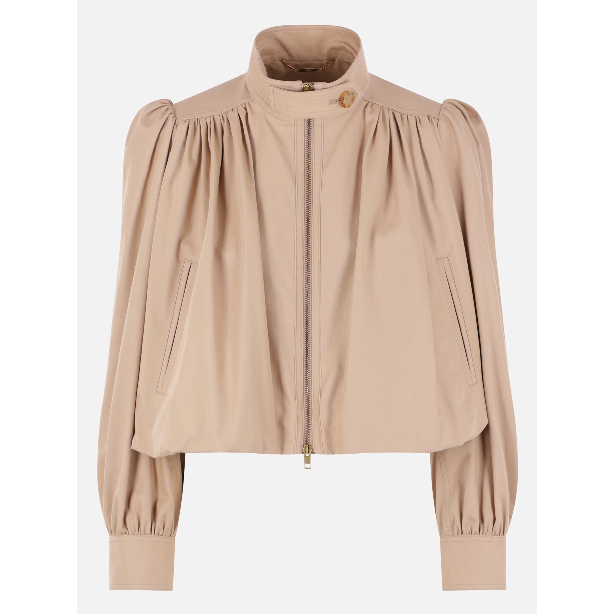 Gathered boule jacket in cotton canvas