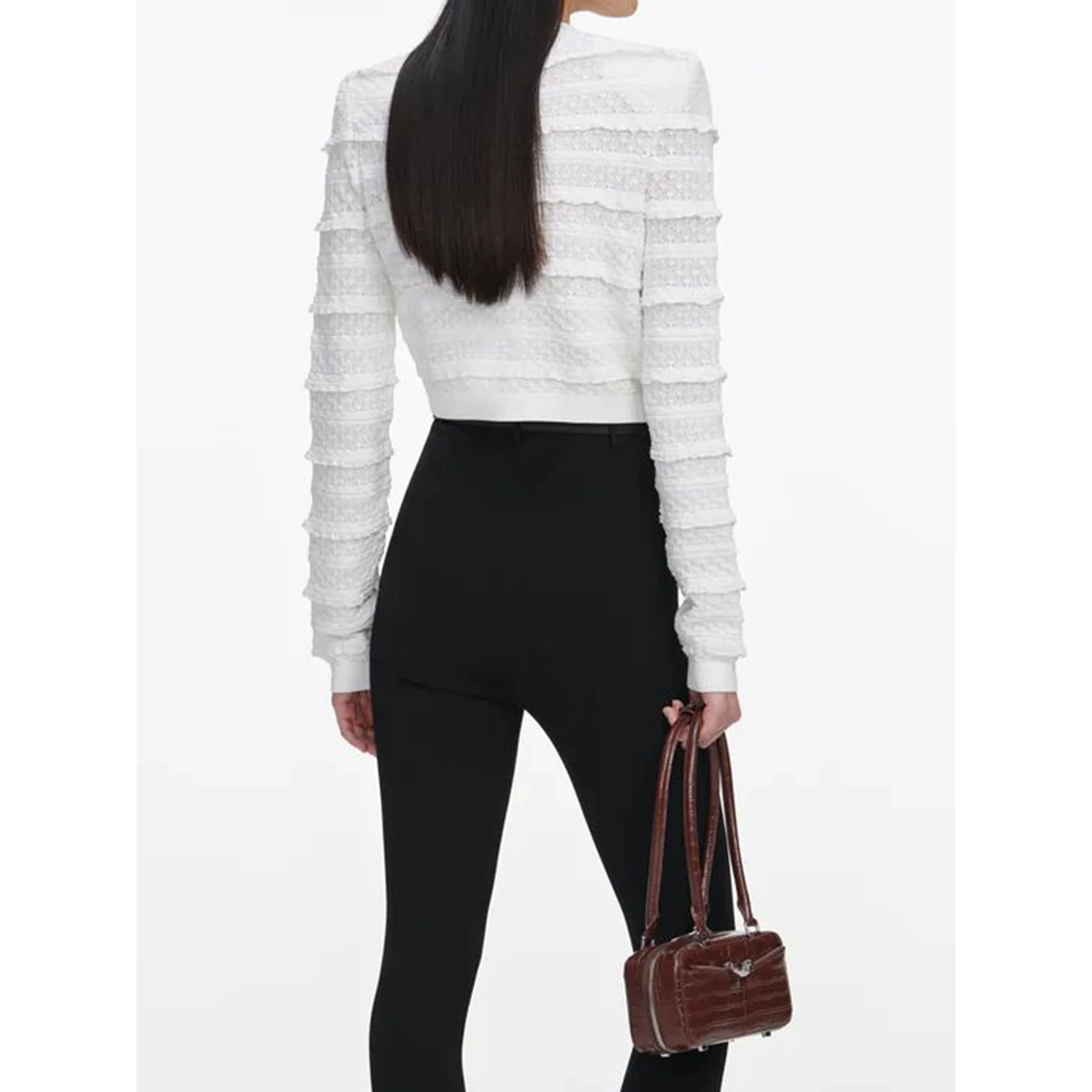 Pointelle diamante cardigan