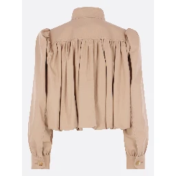 Gathered boule jacket in cotton canvas