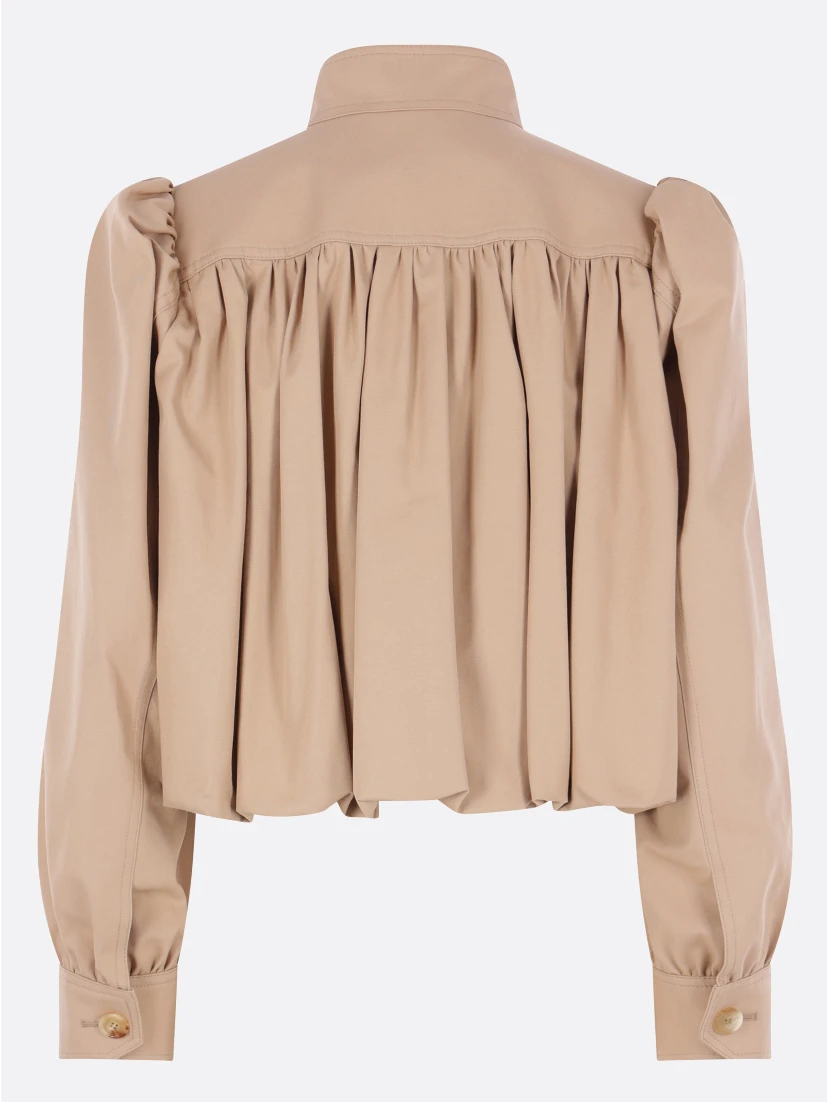 Gathered boule jacket in cotton canvas