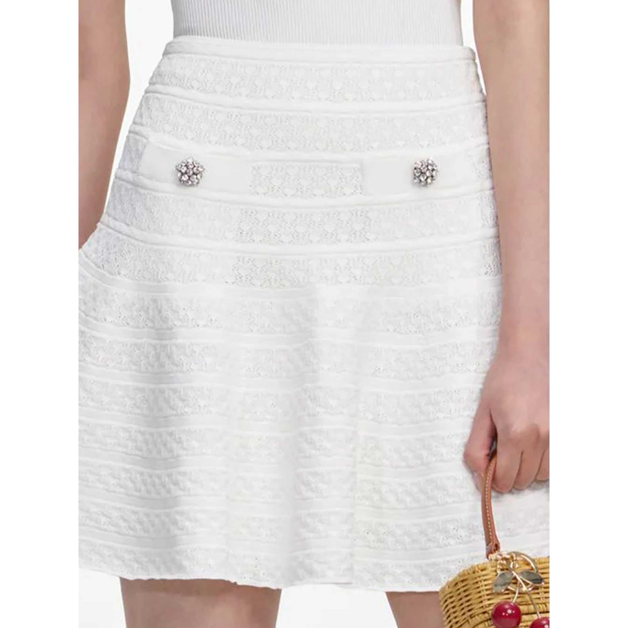 Pointelle mini skirt