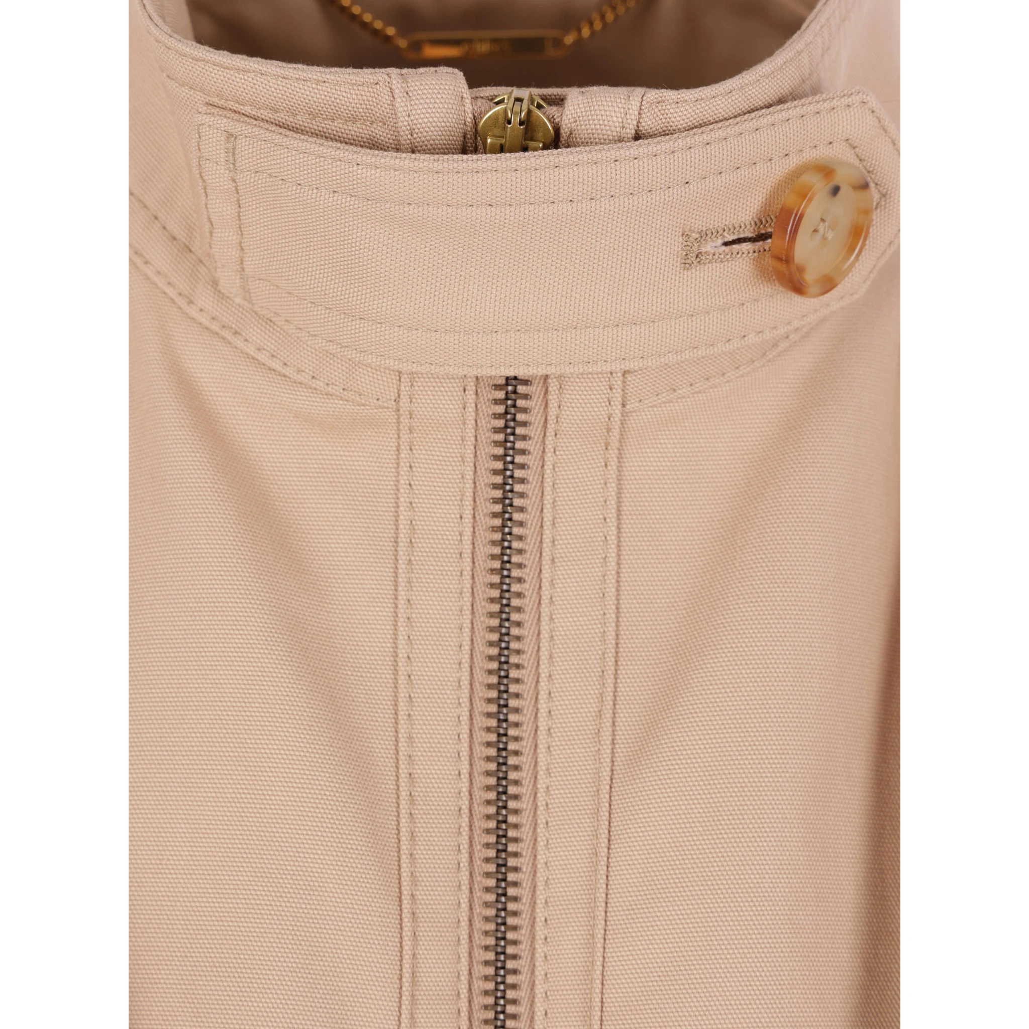 Gathered boule jacket in cotton canvas