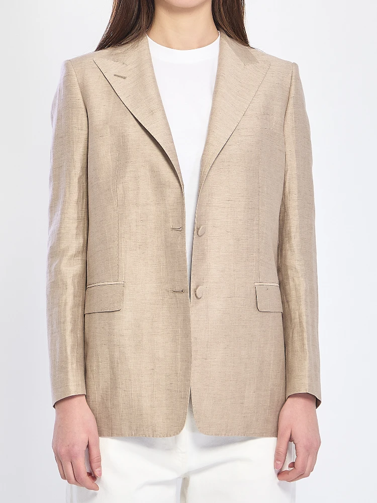 Single-breasted linen blend jacket