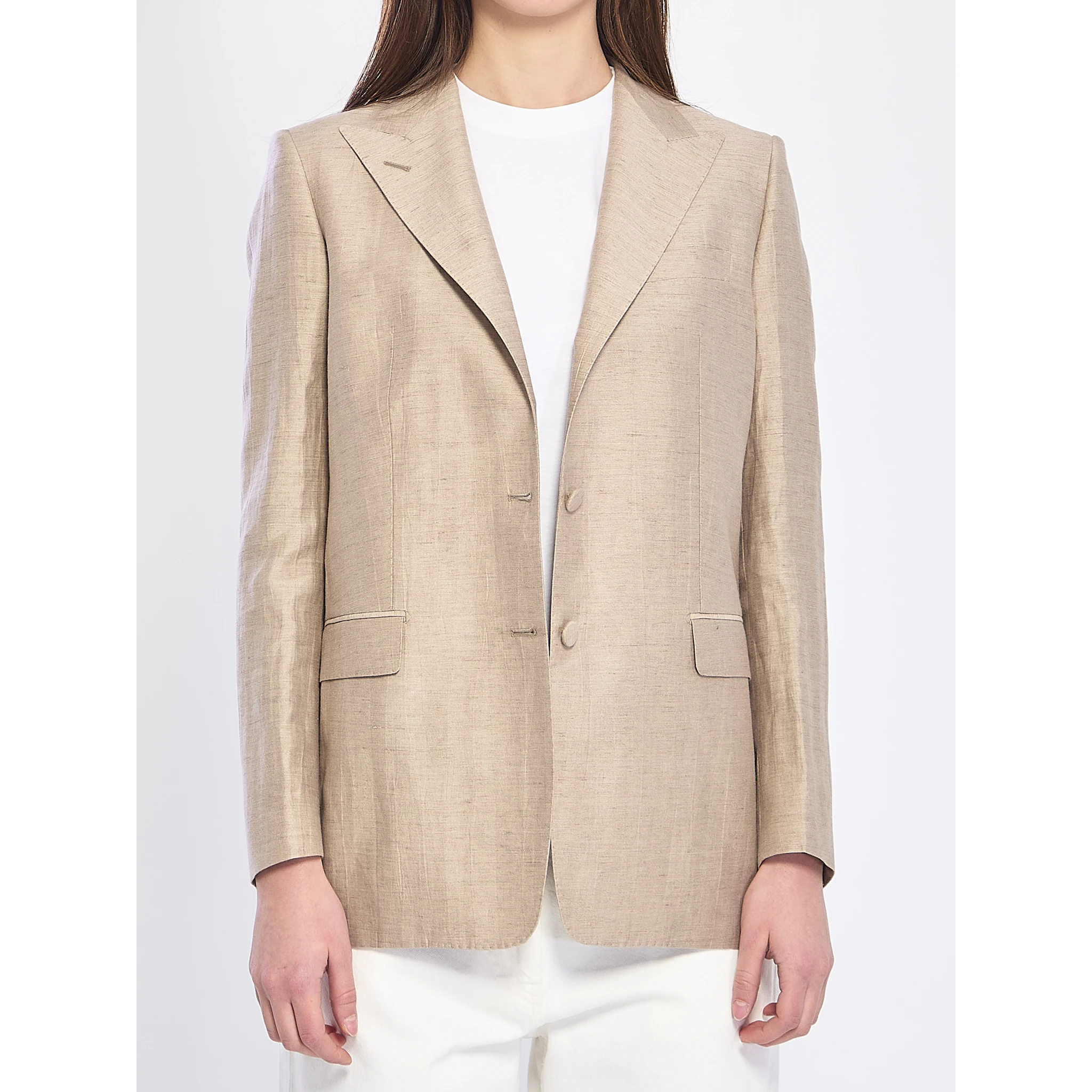 Single-breasted linen blend jacket
