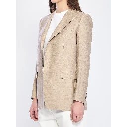 Single-breasted linen blend jacket