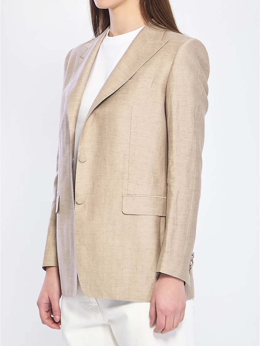 Single-breasted linen blend jacket