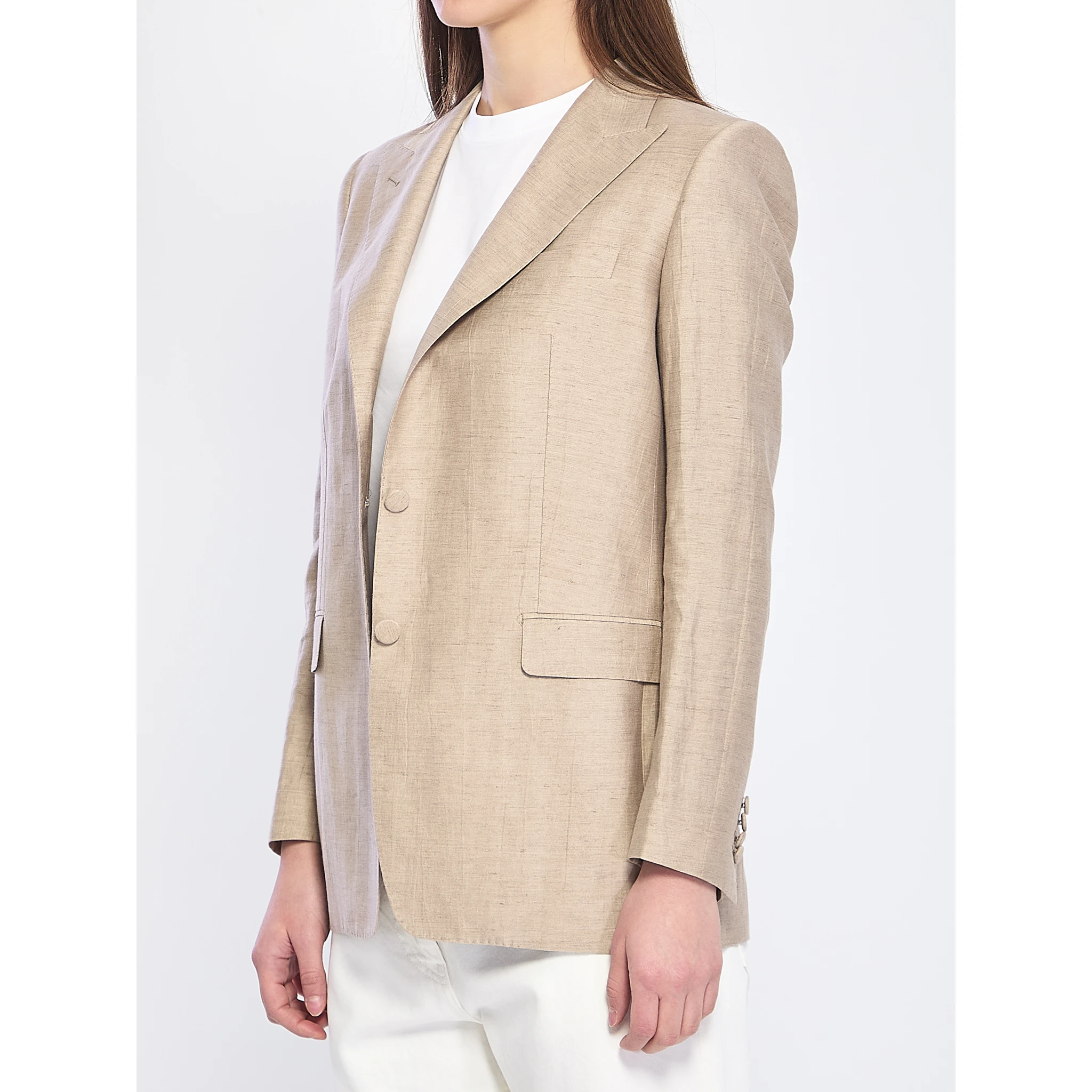 Single-breasted linen blend jacket
